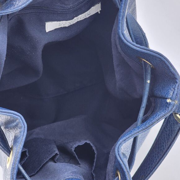 Kenneth Cole Reaction Blue Leather Bucket Bag Backpack - Picture 7 of 13